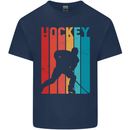 A Retro Ice Hockey Player Mens Cotton T-Shirt Tee Top Navy Blue