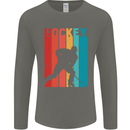 A Retro Ice Hockey Player Mens Long Sleeve T-Shirt Charcoal