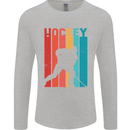 A Retro Ice Hockey Player Mens Long Sleeve T-Shirt Sports Grey