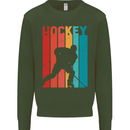 A Retro Ice Hockey Player Mens Sweatshirt Jumper Forest Green