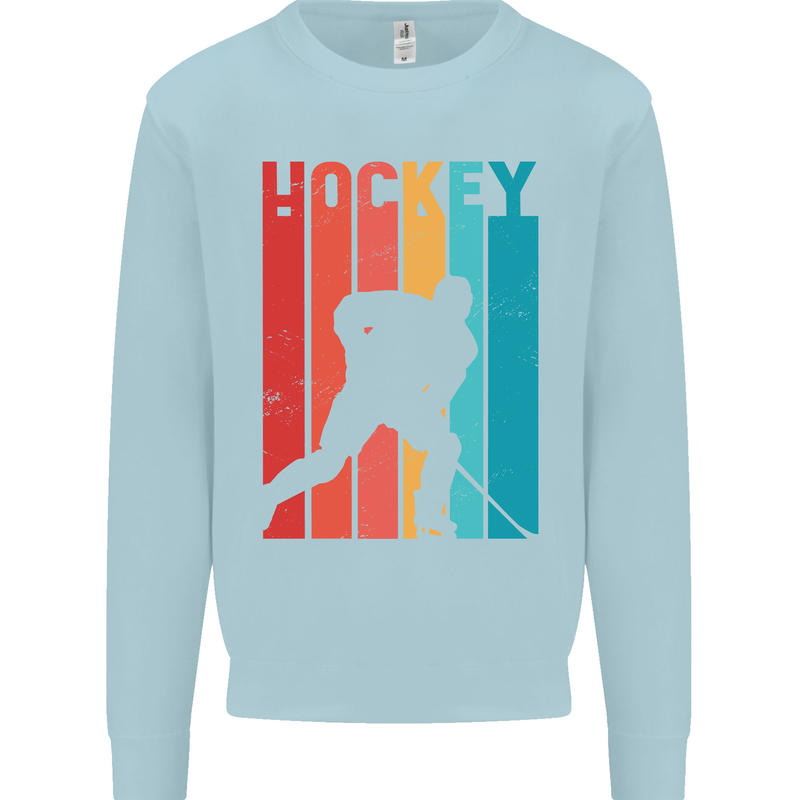 A Retro Ice Hockey Player Mens Sweatshirt Jumper Light Blue