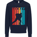 A Retro Ice Hockey Player Mens Sweatshirt Jumper Navy Blue
