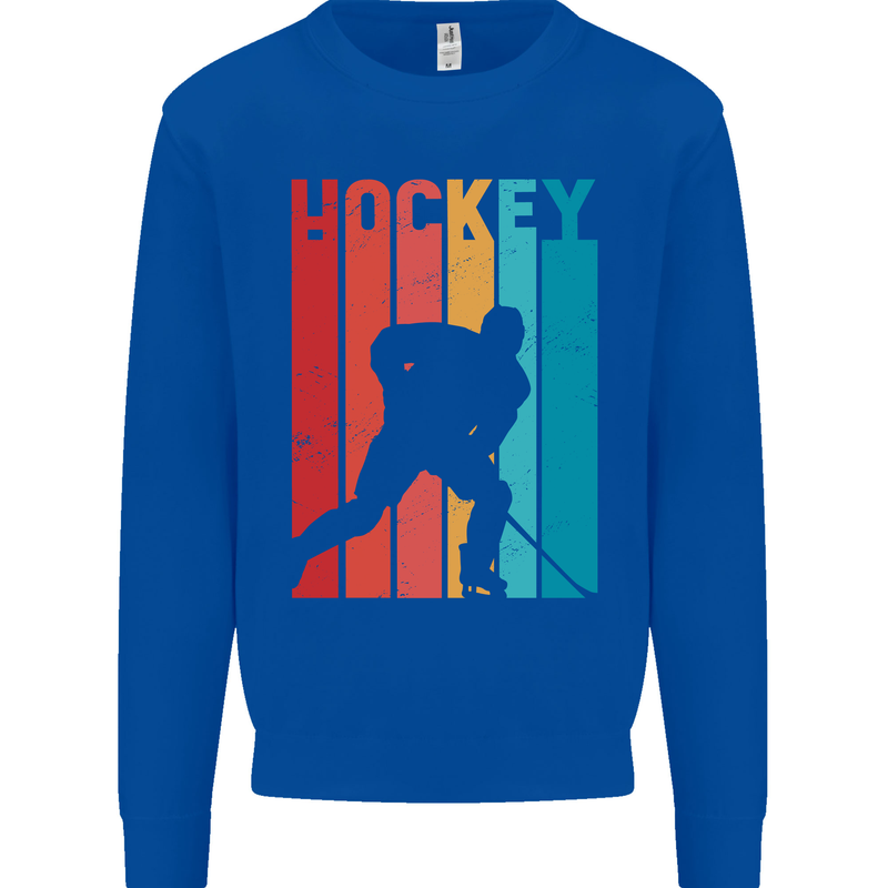 A Retro Ice Hockey Player Mens Sweatshirt Jumper Royal Blue
