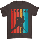 A Retro Ice Hockey Player Mens T-Shirt 100% Cotton Dark Chocolate