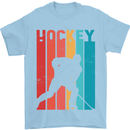 A Retro Ice Hockey Player Mens T-Shirt 100% Cotton Light Blue