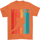 A Retro Ice Hockey Player Mens T-Shirt 100% Cotton Orange
