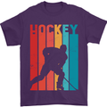 A Retro Ice Hockey Player Mens T-Shirt 100% Cotton Purple