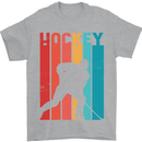 A Retro Ice Hockey Player Mens T-Shirt 100% Cotton Sports Grey
