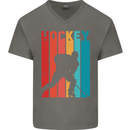 A Retro Ice Hockey Player Mens V-Neck Cotton T-Shirt Charcoal