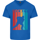 A Retro Ice Hockey Player Mens V-Neck Cotton T-Shirt Royal Blue