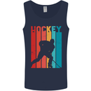 A Retro Ice Hockey Player Mens Vest Tank Top Navy Blue