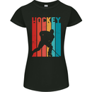 A Retro Ice Hockey Player Womens Petite Cut T-Shirt Black