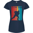 A Retro Ice Hockey Player Womens Petite Cut T-Shirt Navy Blue