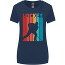 A Retro Ice Hockey Player Womens Wider Cut T-Shirt Navy Blue