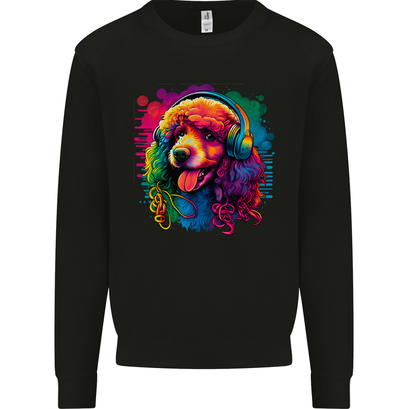 A Retro Poodle Dog Kids Sweatshirt Jumper Black