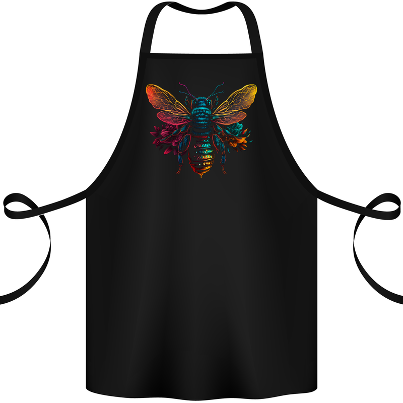A Retrowave Bee Cotton Apron 100% Organic Black