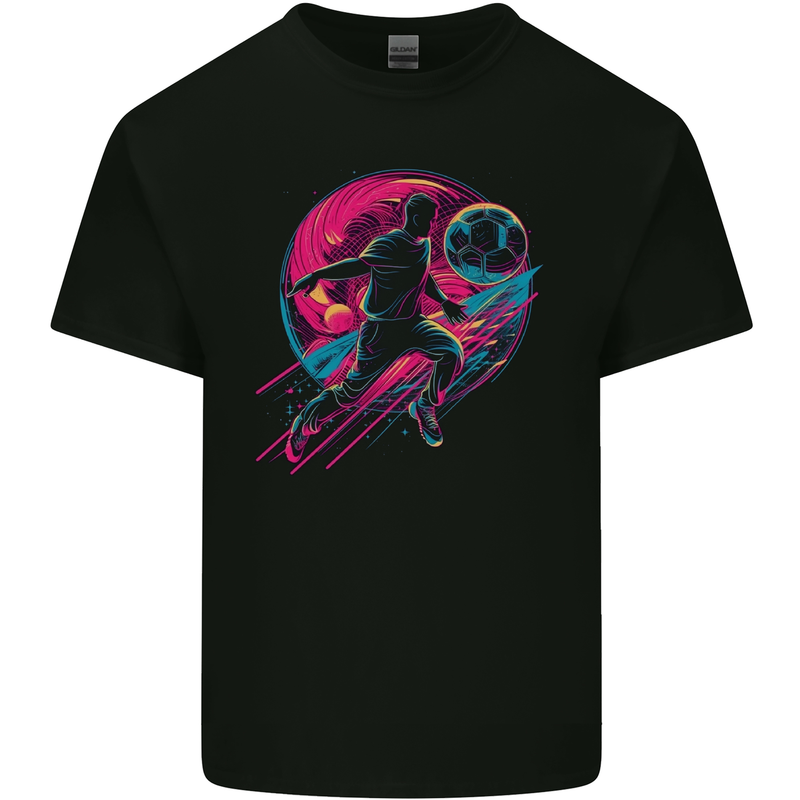 A Retrowave Football Player Soccer Kids T-Shirt Childrens Black