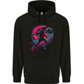 A Retrowave Football Player Soccer Mens 80% Cotton Hoodie Black