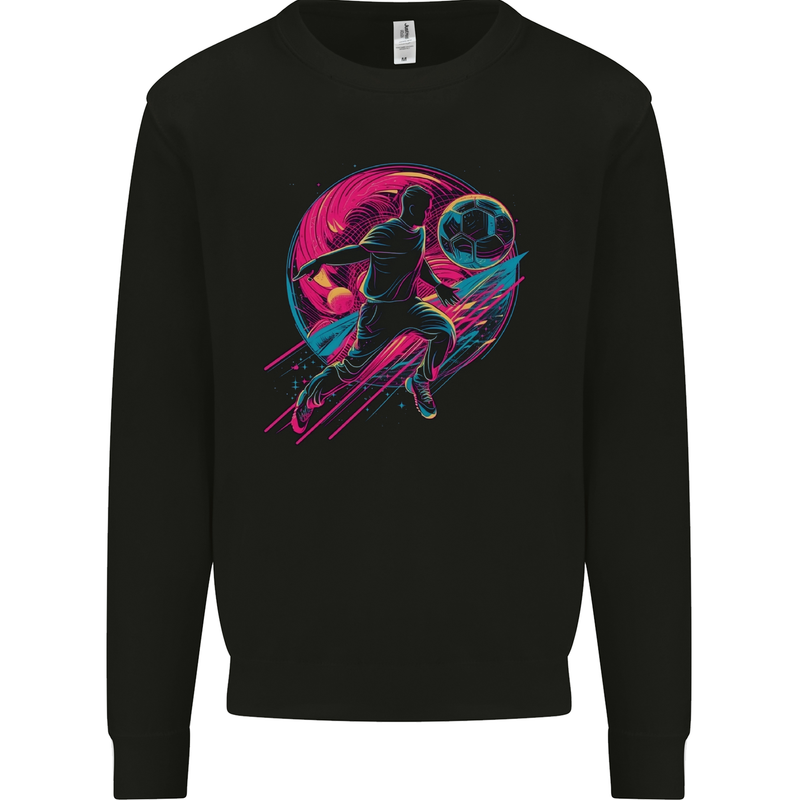 A Retrowave Football Player Soccer Mens Sweatshirt Jumper Black