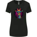 A Retrowave Giraffe Womens Wider Cut T-Shirt Black