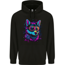 A Retrowave Husky Dog Childrens Kids Hoodie Black