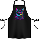 A Retrowave Husky Dog Cotton Apron 100% Organic Black