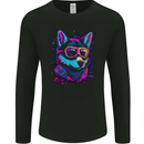 A Retrowave Husky Dog Mens Long Sleeve T-Shirt Black
