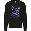 A Retrowave Husky Dog Mens Sweatshirt Jumper Black