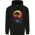 A Retrowave Landscape Outdoors Hiking Childrens Kids Hoodie Black
