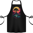 A Retrowave Landscape Outdoors Hiking Cotton Apron 100% Organic Black