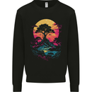 A Retrowave Landscape Outdoors Hiking Kids Sweatshirt Jumper Black