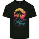 A Retrowave Landscape Outdoors Hiking Kids T-Shirt Childrens Black