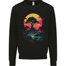 A Retrowave Landscape Outdoors Hiking Mens Sweatshirt Jumper Black