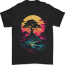 A Retrowave Landscape Outdoors Hiking Mens T-Shirt 100% Cotton Black