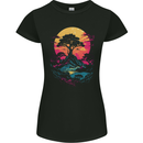 A Retrowave Landscape Outdoors Hiking Womens Petite Cut T-Shirt Black
