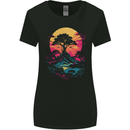 A Retrowave Landscape Outdoors Hiking Womens Wider Cut T-Shirt Black