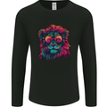A Retrowave Lion Mens Long Sleeve T-Shirt Black