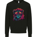 A Retrowave Lion Mens Sweatshirt Jumper Black
