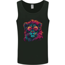 A Retrowave Lion Mens Vest Tank Top Black