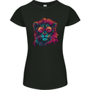 A Retrowave Lion Womens Petite Cut T-Shirt Black