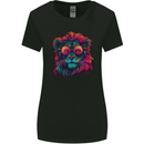 A Retrowave Lion Womens Wider Cut T-Shirt Black