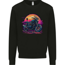 A Retrowave Motorbike Motorcycle Biker Kids Sweatshirt Jumper Black