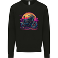 A Retrowave Motorbike Motorcycle Biker Mens Sweatshirt Jumper Black