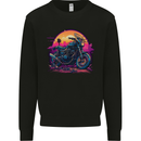 A Retrowave Motorbike Motorcycle Biker Mens Sweatshirt Jumper Black