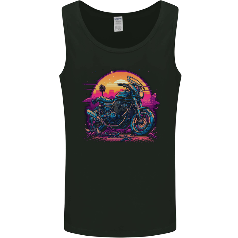 A Retrowave Motorbike Motorcycle Biker Mens Vest Tank Top Black