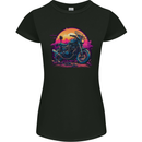 A Retrowave Motorbike Motorcycle Biker Womens Petite Cut T-Shirt Black
