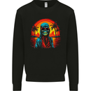 A Retrowave Skeleton Holiday Sunset Skull Mens Sweatshirt Jumper Black