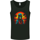 A Retrowave Skeleton Holiday Sunset Skull Mens Vest Tank Top Black