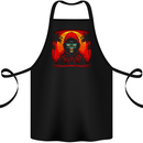 A Retrowave Skeleton With Holiday Sunset Skull Cotton Apron 100% Organic Black