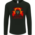 A Retrowave Skeleton With Holiday Sunset Skull Mens Long Sleeve T-Shirt Black